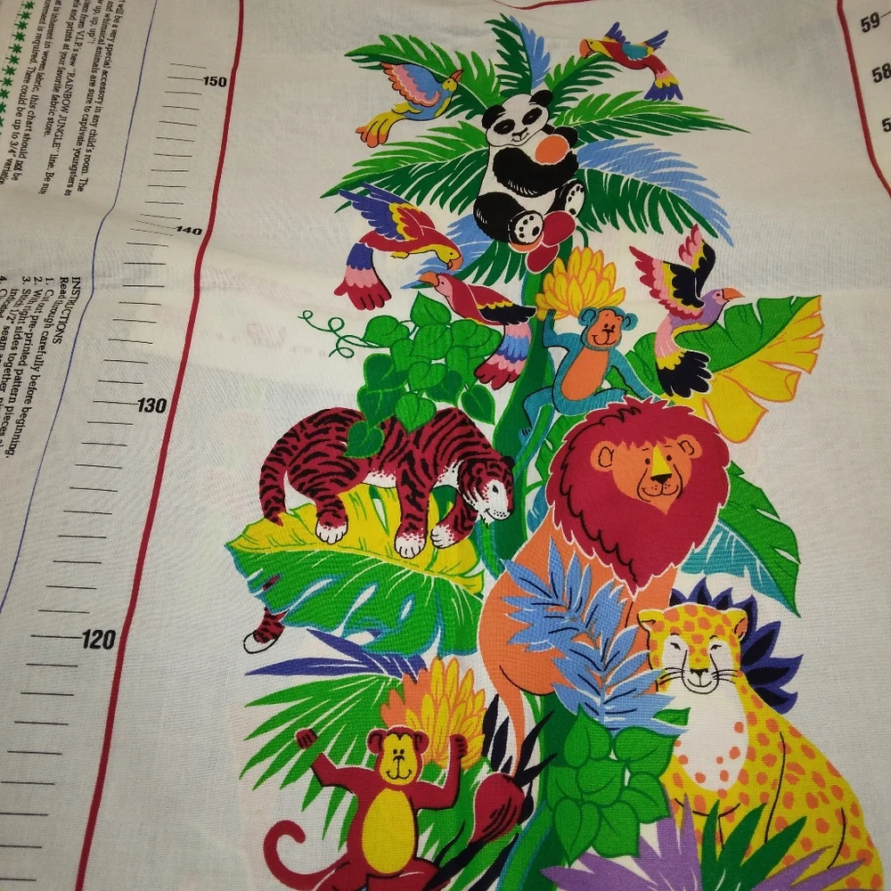FABRIC Cranston Print Works Rainbow Jungle Growth Chart Panel